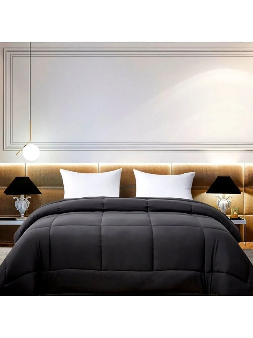 Luxury Reversible King Size Comforter Black and Platinum